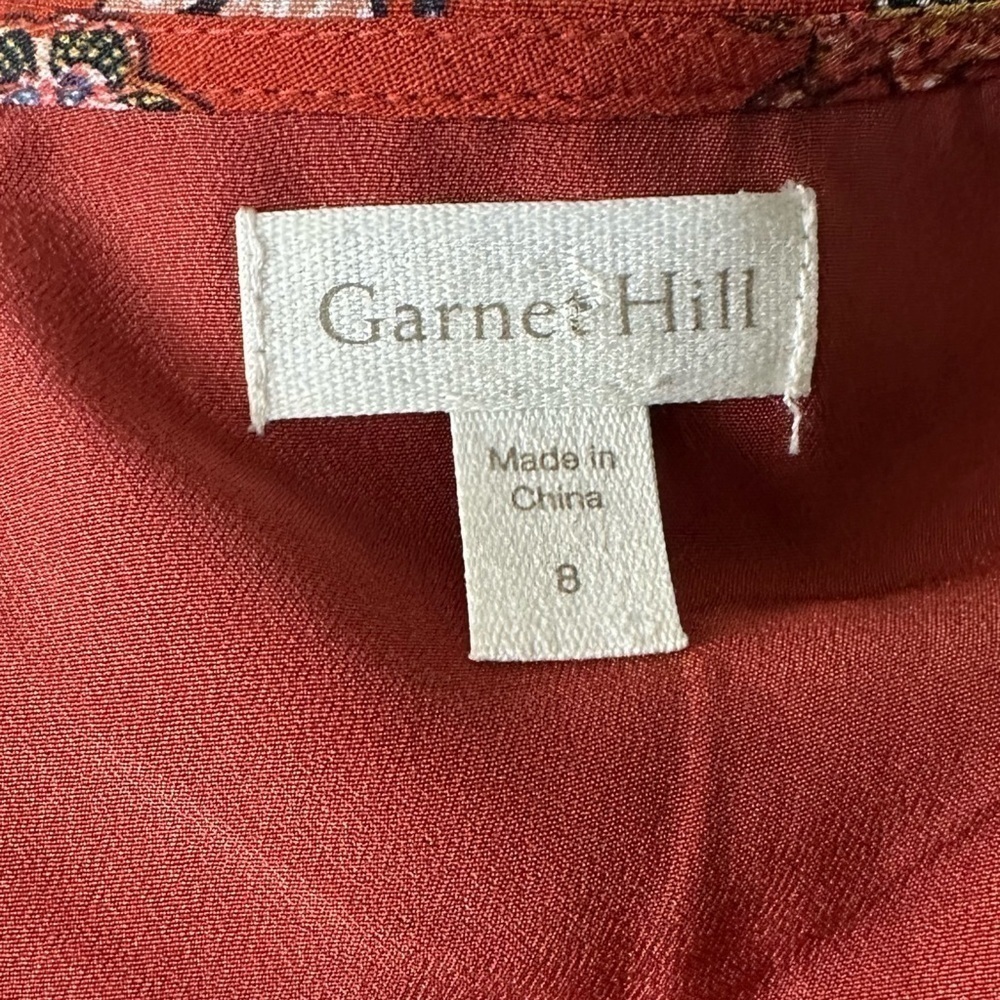 Garnet Hill Red Floral V Neck Midi Dress With Pockets Women’s Size 8 - Picture 7 of 9